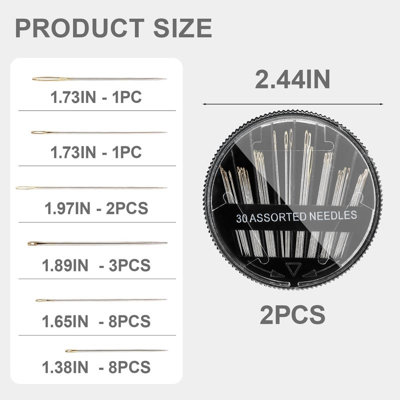 TIPTAP 60PCS Sewing Needles with Assorted Sizes, Cross Stitch Hand Needle, Sewing Accessories for Embroidery, Crewel Work, Repair Projects, DIY and More - Image 2